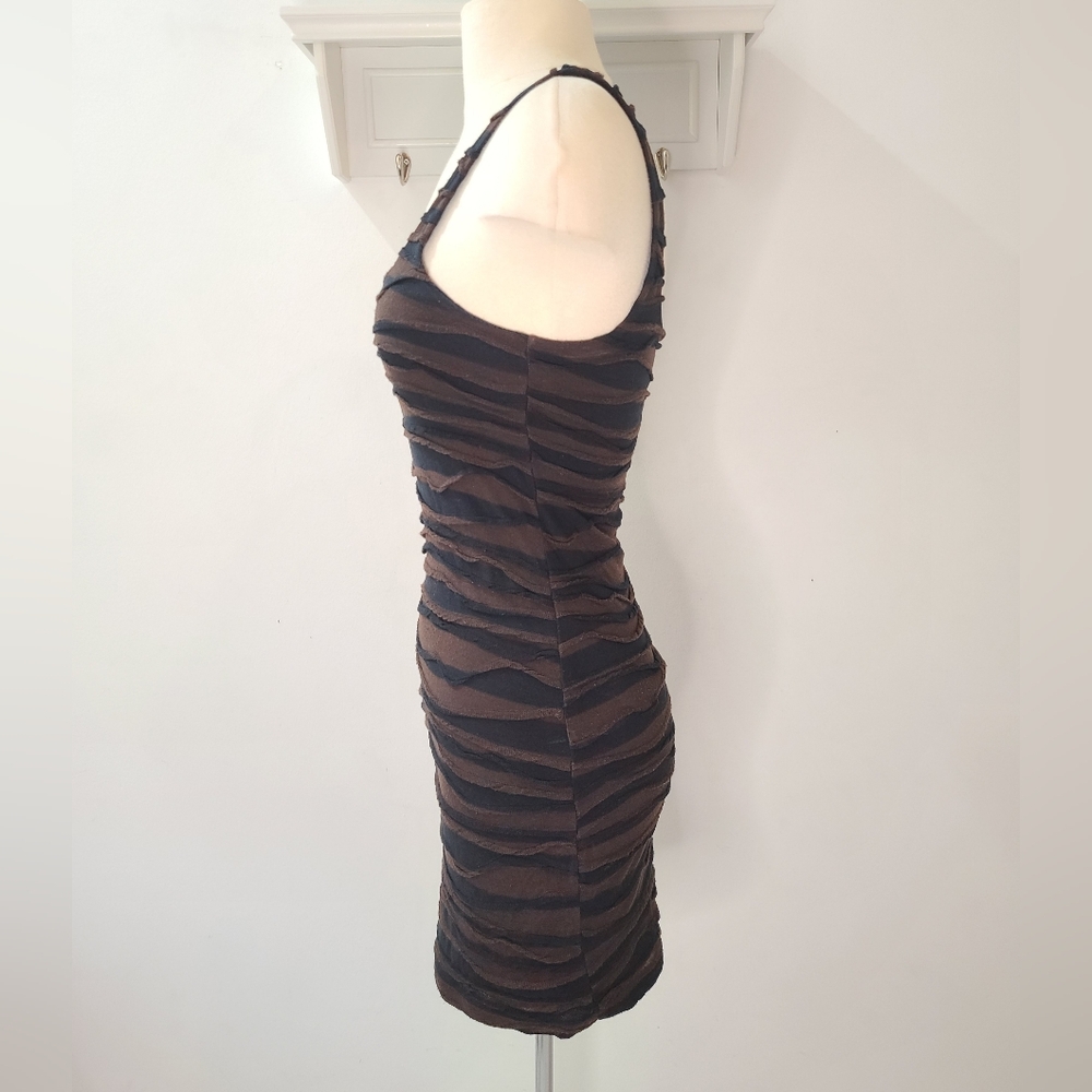 Free People Bodycon Mini Dress Downtown Date Black/Brown XS BohoChic Mobwife - Picture 3 of 12